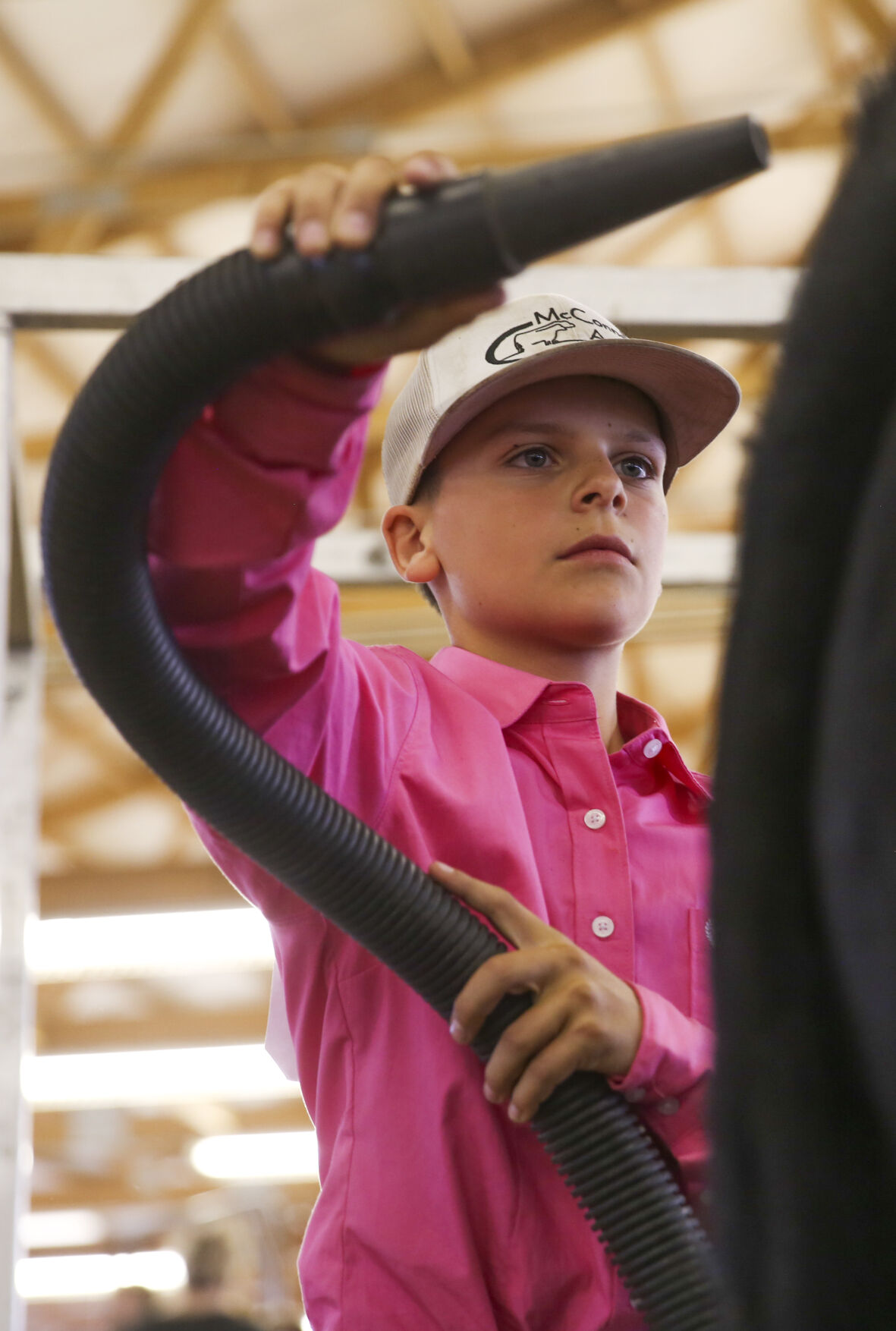 Camden Nicholas blows out his friend’s steer